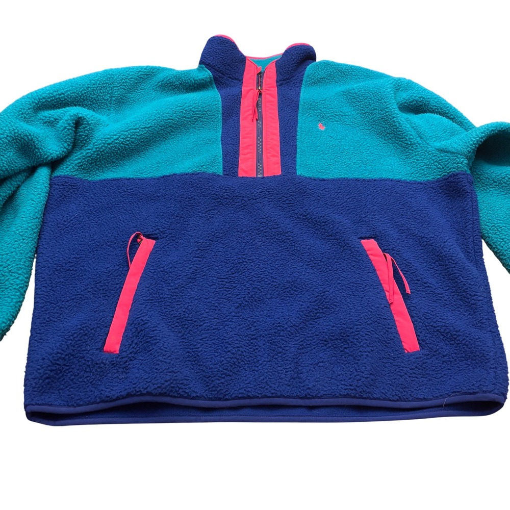 Polo Ralph Lauren | Men's XL Fleece Quarter Zip | Teal Colorblock | Spectre - Picture 8 of 16